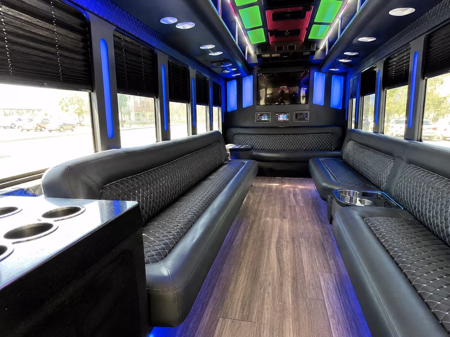 east hartford 15 passenger party bus inside