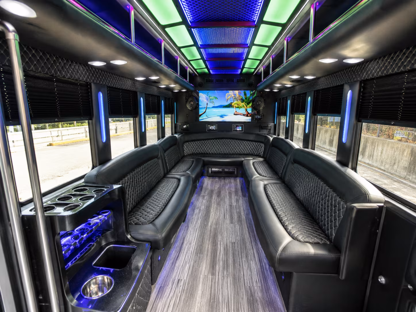east hartford 18 passenger party bus inside