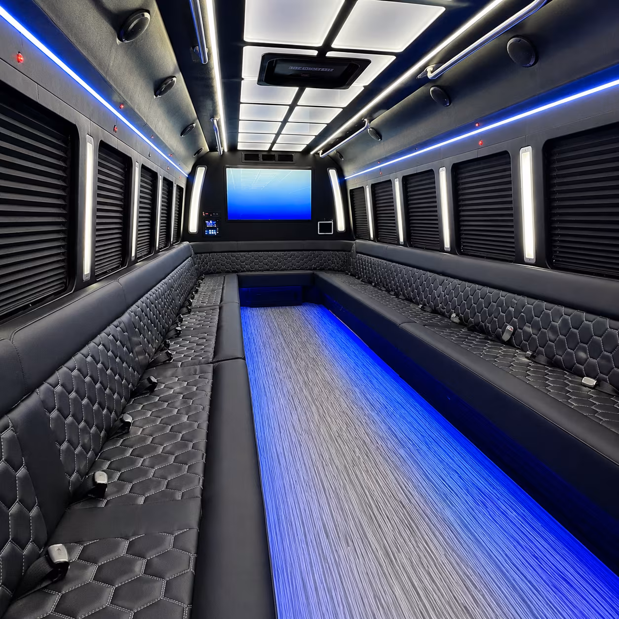 east hartford 50 passenger party bus inside